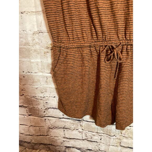 PrAna Romper Womens Large Rust Brown Striped Hemp & Organic Cotton Lightweight - Picture 6 of 15